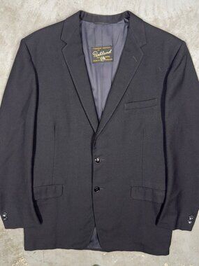 Vintage 1960s Parkland Blazer Made in England Wool Sport Coat Black 40R